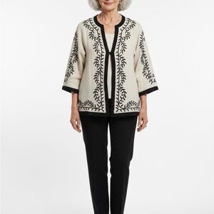 Linea by Louis Dell’Olio Embroidered Jacket – Black & Cream, 1X